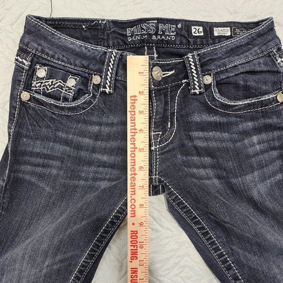 Miss Me Jeans Womens 26 Black Skinny Denim Jeans Rhinestone Studs JE104952L - Picture 7 of 12